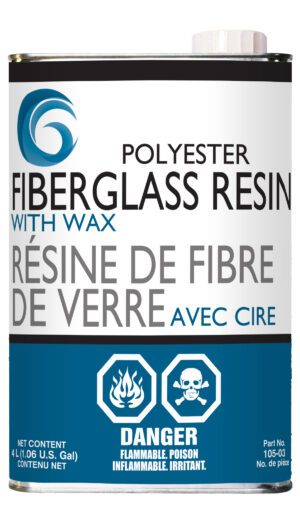 Fiberglass Resin polyester with wax - 4L ( 1.06 gal ) can part number 105-03